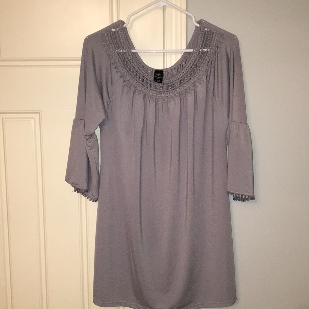 Win Win Grey Crochet Tunic